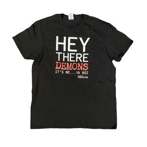 Black funny T-shirt size L